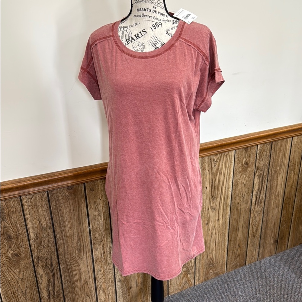 Versona Pink Relaxed Cuffed Sleeve Tee Dress